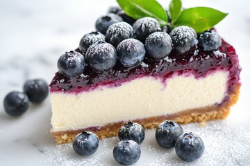 Canvas Print - Delicious blueberry cheesecake with fresh berries