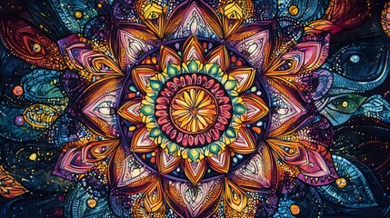 Wall Mural - 17. A colorful mandala with intricate patterns and details