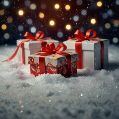 Wall Mural - christmas gift box with snow