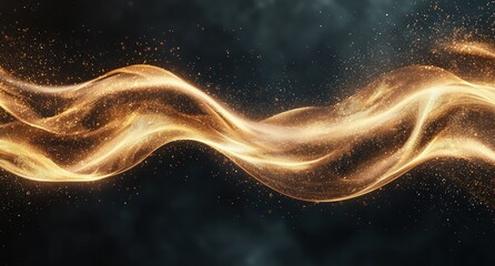 Poster - Glowing golden waves of energy and light