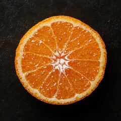 Wall Mural - Juicy orange slice on dark background