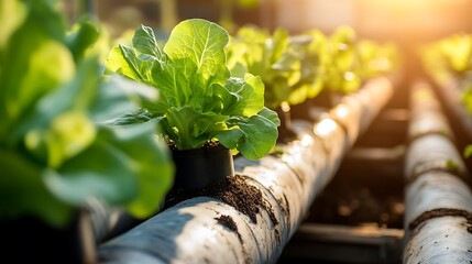 Canvas Print - Hydroponic Lettuce Farm in the Sunlight