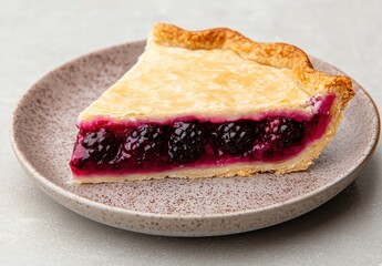 Sticker - Delicious blackberry pie slice on a plate