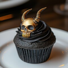 Poster - Spooky skull cupcake with horns