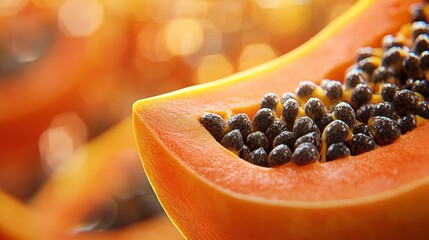 Canvas Print - Close-Up of a Ripe Papaya Slice