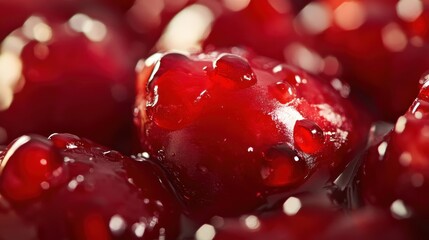 Canvas Print - Close-up of Shiny Red Pomegranate Seeds