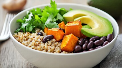 Wall Mural - Fresh Quinoa Bowl with Avocado and Roasted Pumpkin