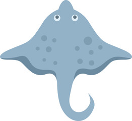 Sticker - This minimalist vector illustration features a blue stingray swimming gracefully with its wavy wings and curled tail