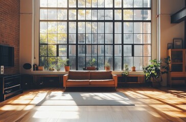 Sticker - Sunlight Streaming Through Large Window in Modern Loft