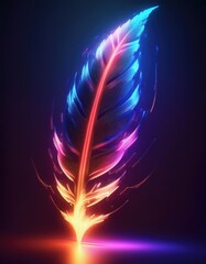 Canvas Print - Neon feather glowing bright