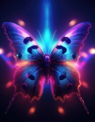 Poster - Glowing butterfly in the dark