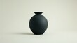© Pixel-Tropic - Elegant Front View of a Black Matte Ceramic Vase