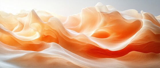 Wall Mural - Abstract background of flowing orange and white fabric.