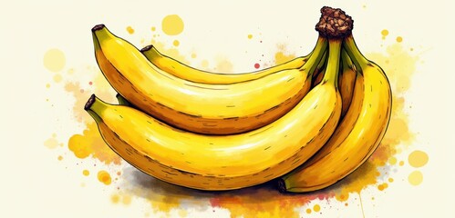 Wall Mural - A vibrant illustration of fresh bananas, perfect for food-related projects, advertisements, or nutrition-focused content.