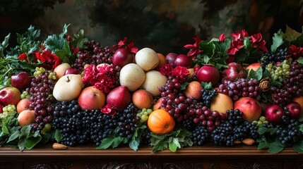 Sticker - Abundant Harvest: A Still Life of Fruits and Grapes