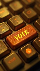 Wall Mural - A close-up of a keyboard highlighting the VOTE key, symbolizing civic engagement and online voting in the digital age.