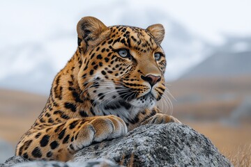 Wall Mural - Leopard Resting on a Rock