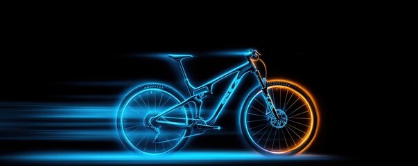 Bike in motion with vibrant light trails