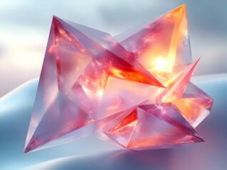 Wall Mural - Vibrant crystal formations reflecting light against a soft backdrop, creating an ethereal and dynamic visual.