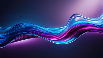 3d abstract blue purple neon energy flow glass shape background with waves wallpaper	