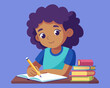 © creativedesign309 - child writes intently in their notebook vector illustration