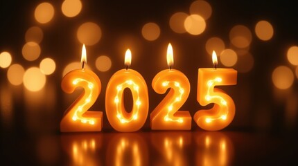 New Year numbers in the form of candles