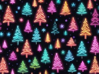 Wall Mural - abstract pastel Glowing neon christmas tree sign lgiht pattern illustration