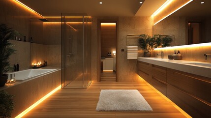 Sticker - Modern Bathroom Interior Design with Warm Lighting