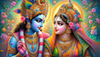 © gv image - portrait of beautiful colorful god Krishna and Goddess Radha