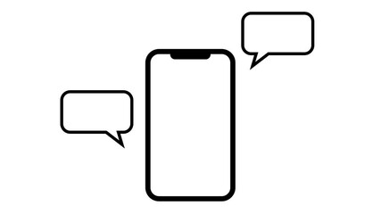 smartphone chat app with speech bubbles, social media communication interface with friends. transparent video isolated alpha channel