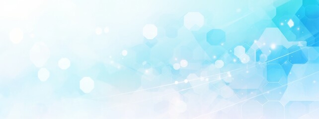 Light blue background, white bokeh