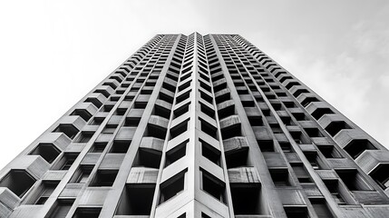 Wall Mural - Low Angle View of a Tall Concrete Building