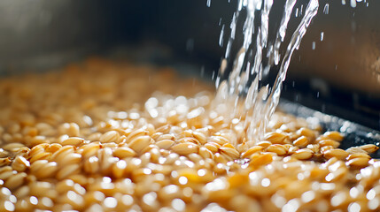 Grains Soaking in Water for Cooking Preparation