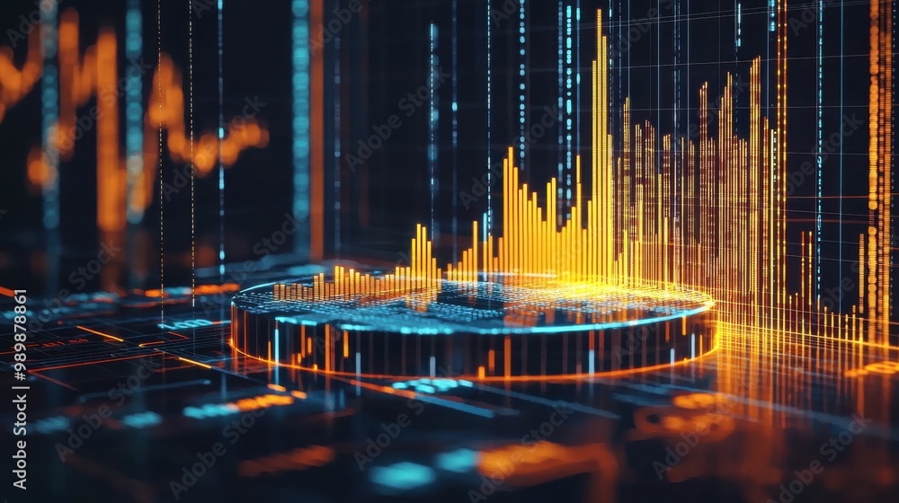Abstract representation of financial data with vibrant graphs and ...