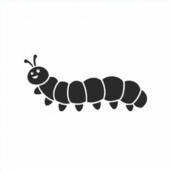 Wall Mural - caterpillar black icon isolated on white