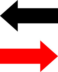 Black and red pointing to the left and right arrow vector illustration.