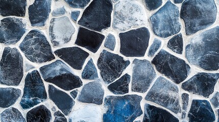 Poster - Wall terrace texture gray blue stone granite black white background marble surface pattern small sandstone have mixed sand tile background