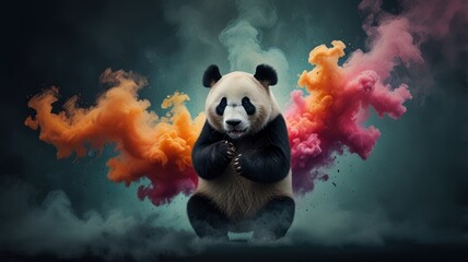 Sticker - Panda in a Colorful Cloud