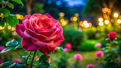 Elegant Evergreen Rose Blooming in Lush Green Garden Setting with Soft Natural Light Background