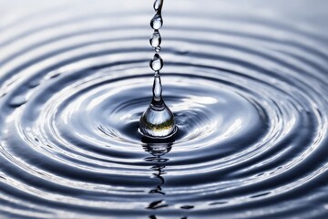 A close-up view of a water droplet splashing on a clear surface, creating ripples and bubbles, showcasing the beauty of nature and liquid dynamics