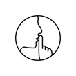 © YAYAH - do not disturb icon, please do quiet, pssst or shhh gesture lips, silence or secret, keep shut mouth, line symbol on white background - editable stroke vector illustration eps10