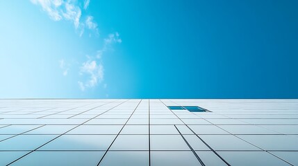 Poster - Modern Architecture: A White Facade Against Blue Sky