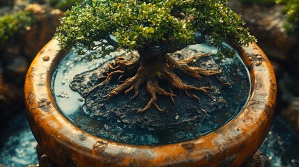 Canvas Print - Bonsai Tree in a Pot