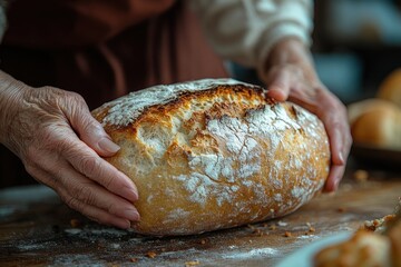 Close-up of Hands Holding Freshly Baked Bread