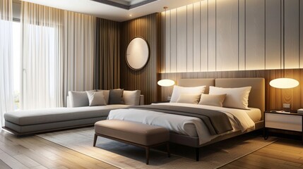 Wall Mural - Bed and sofa in modern bedroom