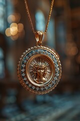 Canvas Print - Gold Pendant with Face.