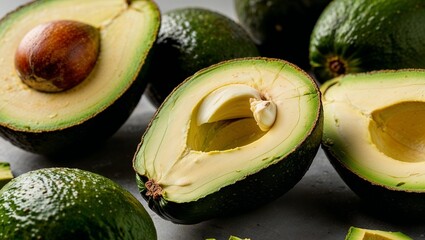 Canvas Print - Halved avocados with creamy interior closeup