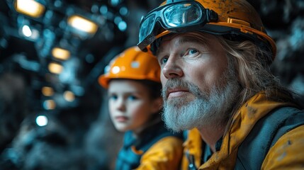 A Father and Daughter Exploring a Tunnel