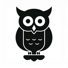 Wall Mural - owl black icon isolated on white