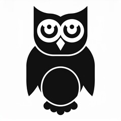 Wall Mural - owl black icon isolated on white